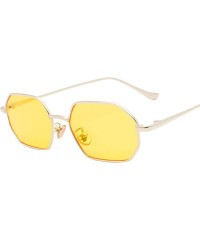 Aviator Retro Polygon Sunglasses Men Women Luxury Yellow Lens Square Sun Glasses Vintage Small Mirror Color - 9 - CX198ZMW2H5...