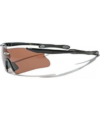 Shield Mens Sports Shield Baseball Cycling Triathalon Sunglasses - xl021 - Black W Amber Lense - CX11CE4VGB9 $19.71