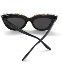 Cat Eye Retro Cateye Sunglasses for Women UV400 Protection Cat Eye bling rhinestone Sun Glasses - Grey - CA18SEEC7XE $15.00