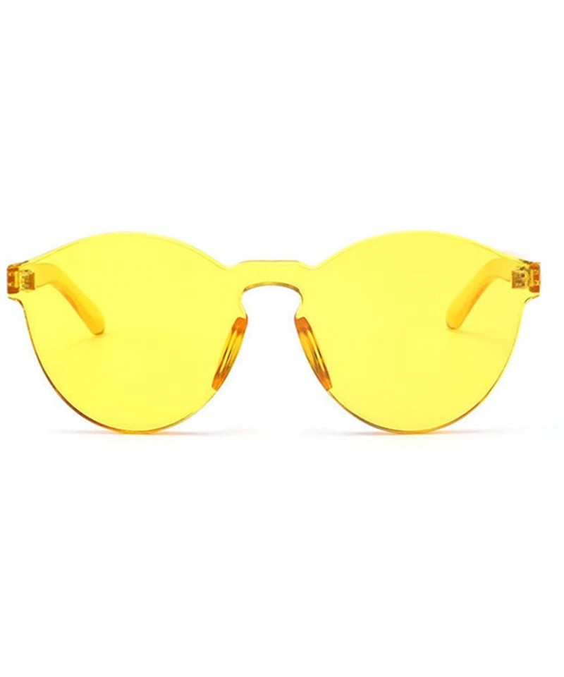 Rimless Oversized One Piece Rimless Tinted Sunglasses Clear Colored Lenses - Yellow - C5199CDA66X $11.54