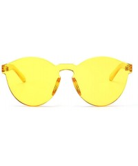 Rimless Oversized One Piece Rimless Tinted Sunglasses Clear Colored Lenses - Yellow - C5199CDA66X $11.54