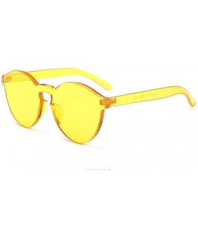 Rimless Oversized One Piece Rimless Tinted Sunglasses Clear Colored Lenses - Yellow - C5199CDA66X $11.54