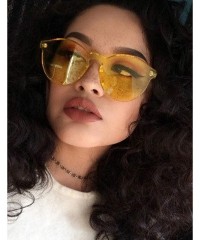 Rimless Oversized One Piece Rimless Tinted Sunglasses Clear Colored Lenses - Yellow - C5199CDA66X $11.54