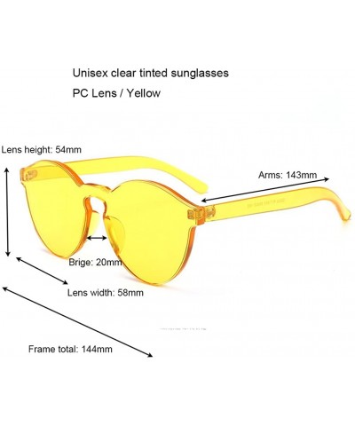 Rimless Oversized One Piece Rimless Tinted Sunglasses Clear Colored Lenses - Yellow - C5199CDA66X $11.54