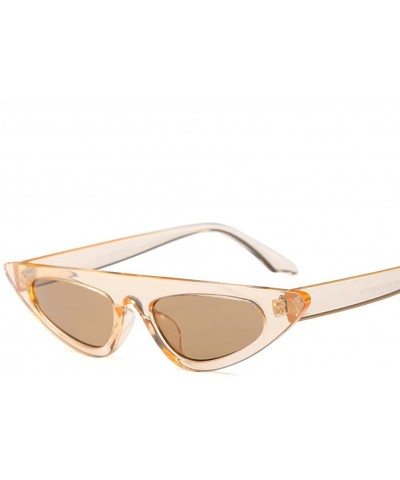 Cat Eye Cat Eye Sunglasses Women Vintage Retro Small Sun Glasses High Fashion Design - Light Brown - CZ18D84DC2S $8.45