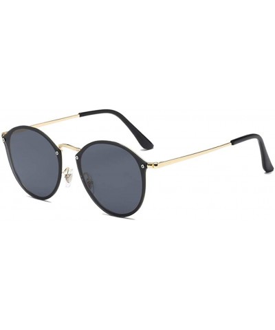 Round 2019 Luxury Round Sunglasses Women Brand Designer CatEye Retro Rimless Sunglass Mirror Sun Glasses - Black - C918R5U87W...