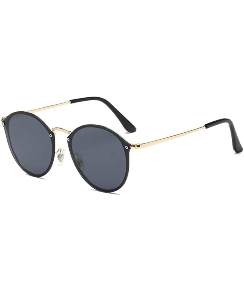 Round 2019 Luxury Round Sunglasses Women Brand Designer CatEye Retro Rimless Sunglass Mirror Sun Glasses - Black - C918R5U87W...