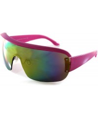 Shield Unisex Futuristic Smoke Mirror Mono Lens Goggle Shield Sunglasses A300 - (Rv) Pink - CC1966GIR8S $11.89