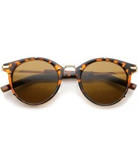 Round Retro Fashion P-3 Metal Temple Classic Horn Rimmed Round Sunglasses - Shiny Tortoise-gold / Brown - CC12G0JF77H $9.58