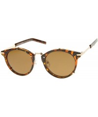 Round Retro Fashion P-3 Metal Temple Classic Horn Rimmed Round Sunglasses - Shiny Tortoise-gold / Brown - CC12G0JF77H $9.58