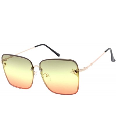 Square Square Frameless Bulky Candy Lens 80s Retro Fashion Sunglasses - Brown - CL18USAYZ33 $20.80