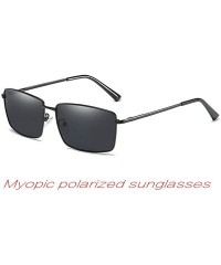 Square Fashion Sunglasses Men Myopia Polarized Sunglasses Brand Designer Metal Frame Shortsighted Glasses - CH18W2LSKD9 $25.94