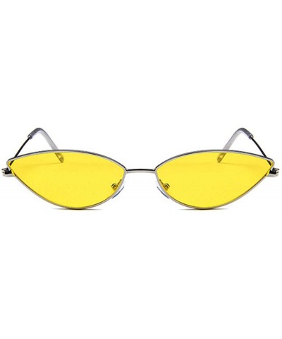 Oversized Metal Frame Women Cat Eye Sunglasses Cute Sexy Summer Retro Small Black Red Cateye Sun Glasses UV400 - Yellow - CR1...