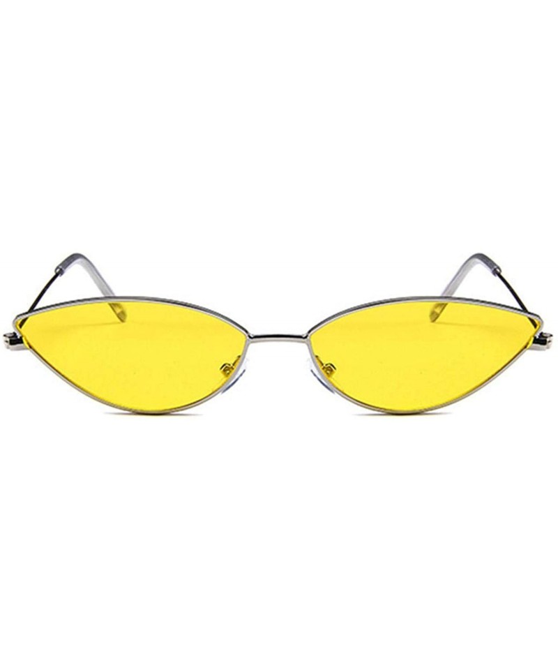Oversized Metal Frame Women Cat Eye Sunglasses Cute Sexy Summer Retro Small Black Red Cateye Sun Glasses UV400 - Yellow - CR1...