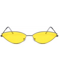 Oversized Metal Frame Women Cat Eye Sunglasses Cute Sexy Summer Retro Small Black Red Cateye Sun Glasses UV400 - Yellow - CR1...