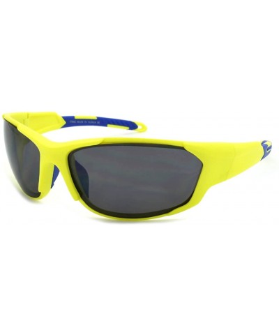 Wrap Sports Sunglasses with Flash Mirrored Lens 570062/FM - Matte Yellow - CV125WNSIW3 $19.55