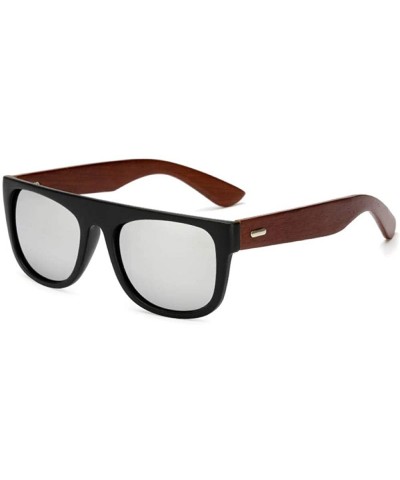 Square Handmade Wood Sunglasses Men women square Sunglasses for men women Wooden flat top Sun Glasses retro - Kp1531 C6 - CR1...