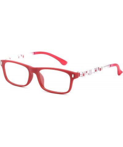 Square Women's Matte Finish Retro Temple Design Fashion Clear Lens Glassses - Red - CC11G6GS4EN $9.18