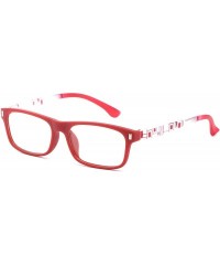 Square Women's Matte Finish Retro Temple Design Fashion Clear Lens Glassses - Red - CC11G6GS4EN $17.66
