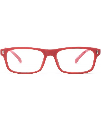 Square Women's Matte Finish Retro Temple Design Fashion Clear Lens Glassses - Red - CC11G6GS4EN $9.18