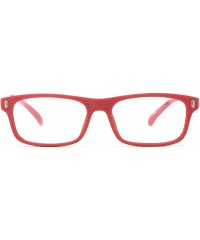 Square Women's Matte Finish Retro Temple Design Fashion Clear Lens Glassses - Red - CC11G6GS4EN $17.66