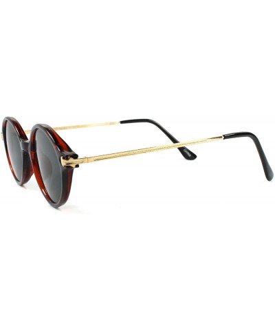 Oval Old 60s 70s True Vintage Hippie Fashion Mens Womens Round Oval Sunglasses - Brown & Gold - C9189RGH7A3 $23.07