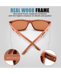 Aviator Polarized Wood Sunglasses for Men Women - Wood Frame Sunglasses with Wood Case - CZ18O890U39 $14.39