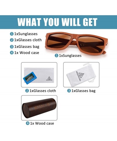 Aviator Polarized Wood Sunglasses for Men Women - Wood Frame Sunglasses with Wood Case - CZ18O890U39 $14.39