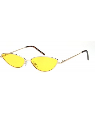 Cat Eye Womens Ironic Retro Narrow Metal Rim Cat Eye Sunglasses - Gold Yellow - CH18NDHDCSU $14.32