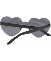 Rimless Love Heart Sunglasses Women New Fashion Cute Sexy Retro Cat Eye Vintage Cheap Sun Glasses Red Female - Pink - C2198ZH...