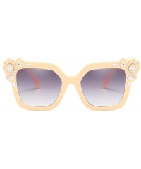 Aviator Sunglasses for Women - Neutral Cat Eye Sunglasses Fashion Rhinestone Decoration UV 400 Eyewear (Beige) - Beige - CB18...