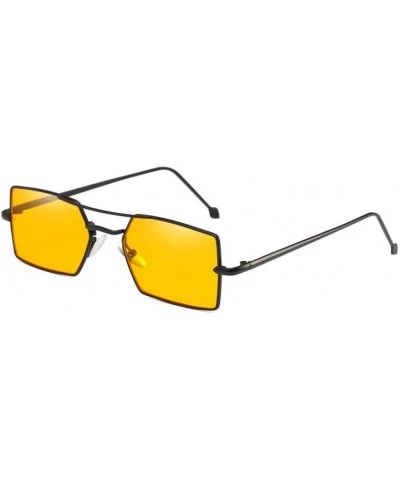 Square UV Sunglasses - Women Men Four Square Metal Frame Shades Sunglasses Integrated UV Glasses (E) - E - CI18DT2KED6 $15.72