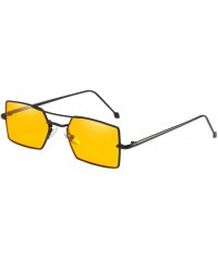 Square UV Sunglasses - Women Men Four Square Metal Frame Shades Sunglasses Integrated UV Glasses (E) - E - CI18DT2KED6 $9.43