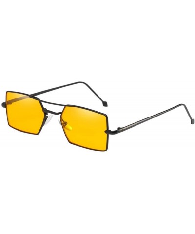 Square UV Sunglasses - Women Men Four Square Metal Frame Shades Sunglasses Integrated UV Glasses (E) - E - CI18DT2KED6 $9.43