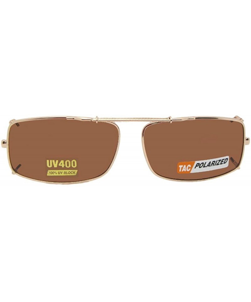 Round Slim Rectangle Polarized Clip on Sunglasses - Gold-polarized Amber Lens - CV189OCES9W $15.36