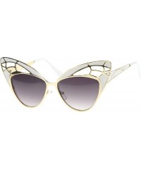 Butterfly Womens High Fashion Metal Cutout Oversize Butterfly Sunglasses 55mm - White-gold / Lavender - CG12I21ROGN $12.50