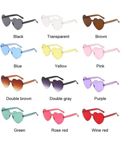 Rimless Love Heart Sunglasses Women New Fashion Cute Sexy Retro Cat Eye Vintage Cheap Sun Glasses Red Female - Pink - C2198ZH...