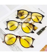 Oval Night Vision Driving Glasses Polarized Anti-glare Clear Sunglasses Women Men - Bright Black - C119323HQ82 $17.84