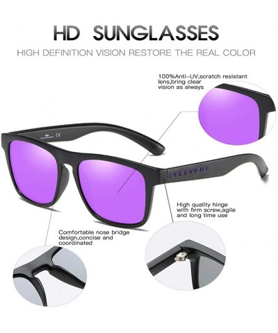 Square Retro Polarized Sunglasses for Men/Women UV Protection Ultra Light Classic Rectangular Mirrored Sun Glasses P8816 - CJ...