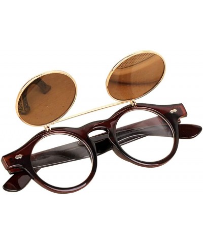 Oversized Sunglasses for Men Women Steampunk Goggles Glasses Retro Flip Up Sunglasses Vintage - C - CB18QMW6EU7 $17.83