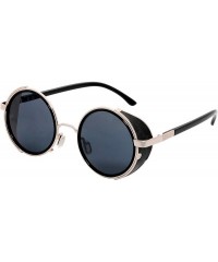 Goggle Steampunk Retro Round Metal Side Shield Circle Frame Sunglasses - Golden-black - C518XS3RDGY $13.38