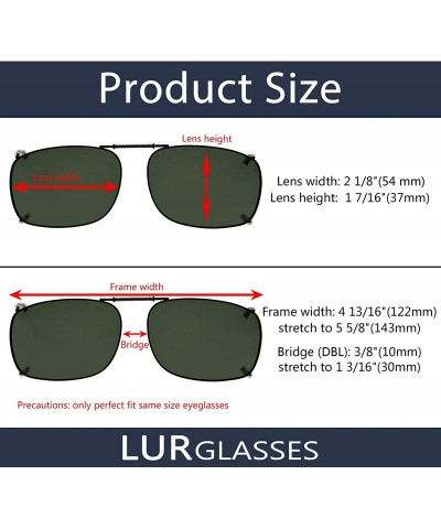 Square Rectangular Polarized Lens Clip On Sunglasses 57mm Wide x 41mm Height Millimeters - C64-g15 - CS18IU0S9TW $9.66