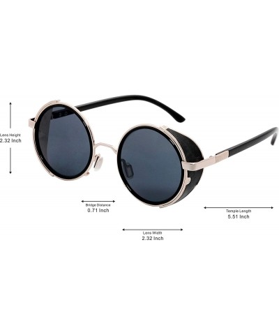 Goggle Steampunk Retro Round Metal Side Shield Circle Frame Sunglasses - Golden-black - C518XS3RDGY $24.75