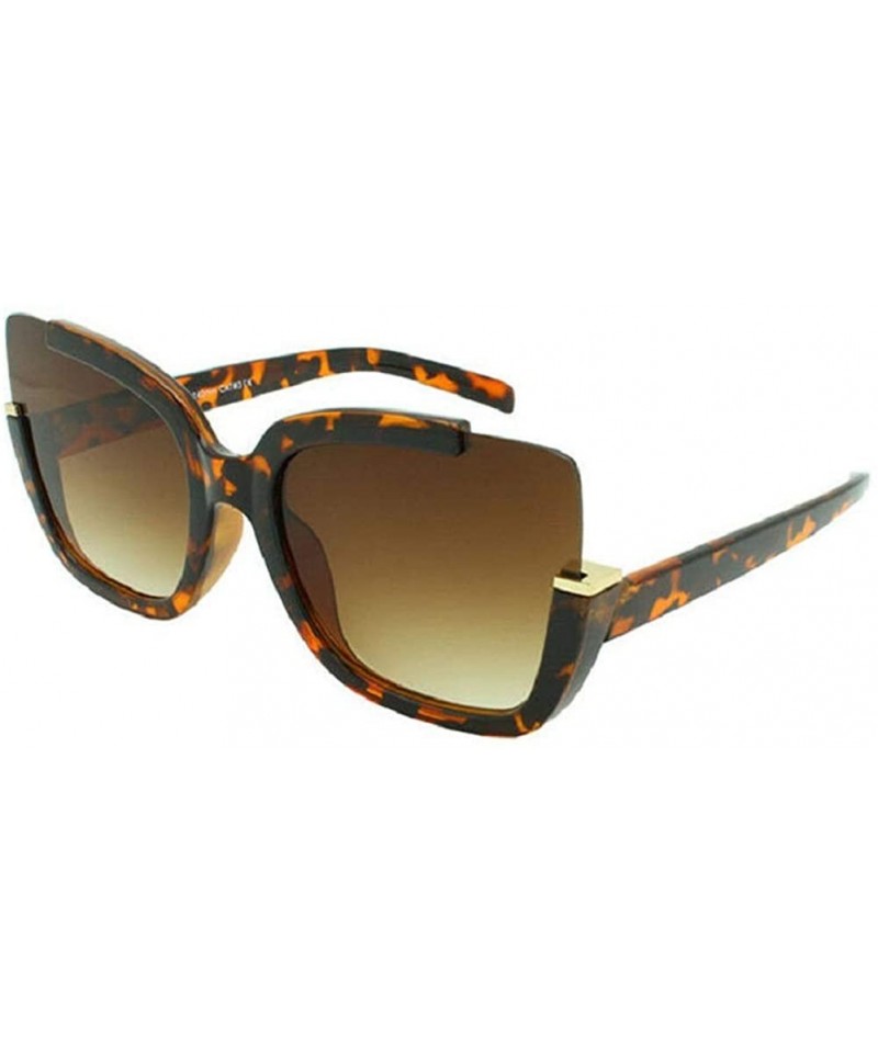 Rimless Semi Rimless Square Butterfly Sunglasses - Tortoise & Gold Frame - CC185NM73QR $10.02