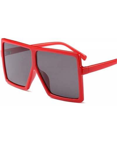 Square Designer Oversized Women Men Mirrored Sunglasses Hiphop Square Full Frame - Red - CQ188NE42YQ $22.34