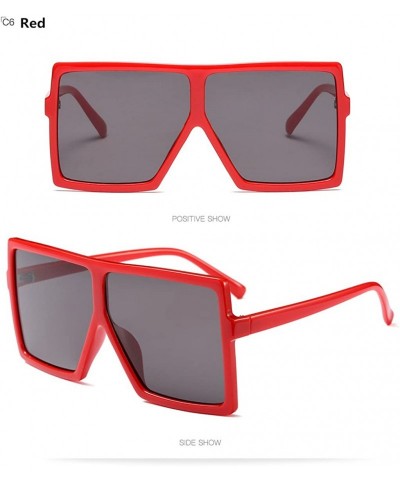 Square Designer Oversized Women Men Mirrored Sunglasses Hiphop Square Full Frame - Red - CQ188NE42YQ $21.74