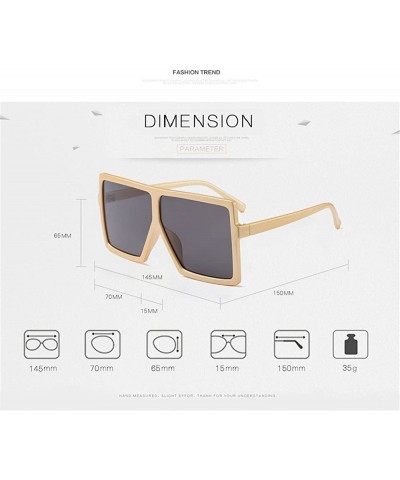 Square Designer Oversized Women Men Mirrored Sunglasses Hiphop Square Full Frame - Red - CQ188NE42YQ $21.74
