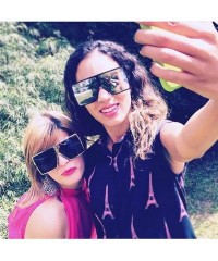 Square Designer Oversized Women Men Mirrored Sunglasses Hiphop Square Full Frame - Red - CQ188NE42YQ $21.74