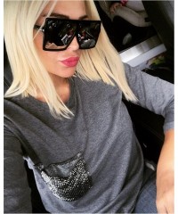 Square Designer Oversized Women Men Mirrored Sunglasses Hiphop Square Full Frame - Red - CQ188NE42YQ $21.74