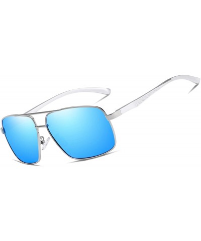 Aviator Polarized Avaitor Sunglasses Al-Mg for Men Driving Sun Glasses Women - Silver Blue - CM1953WSS2O $16.88